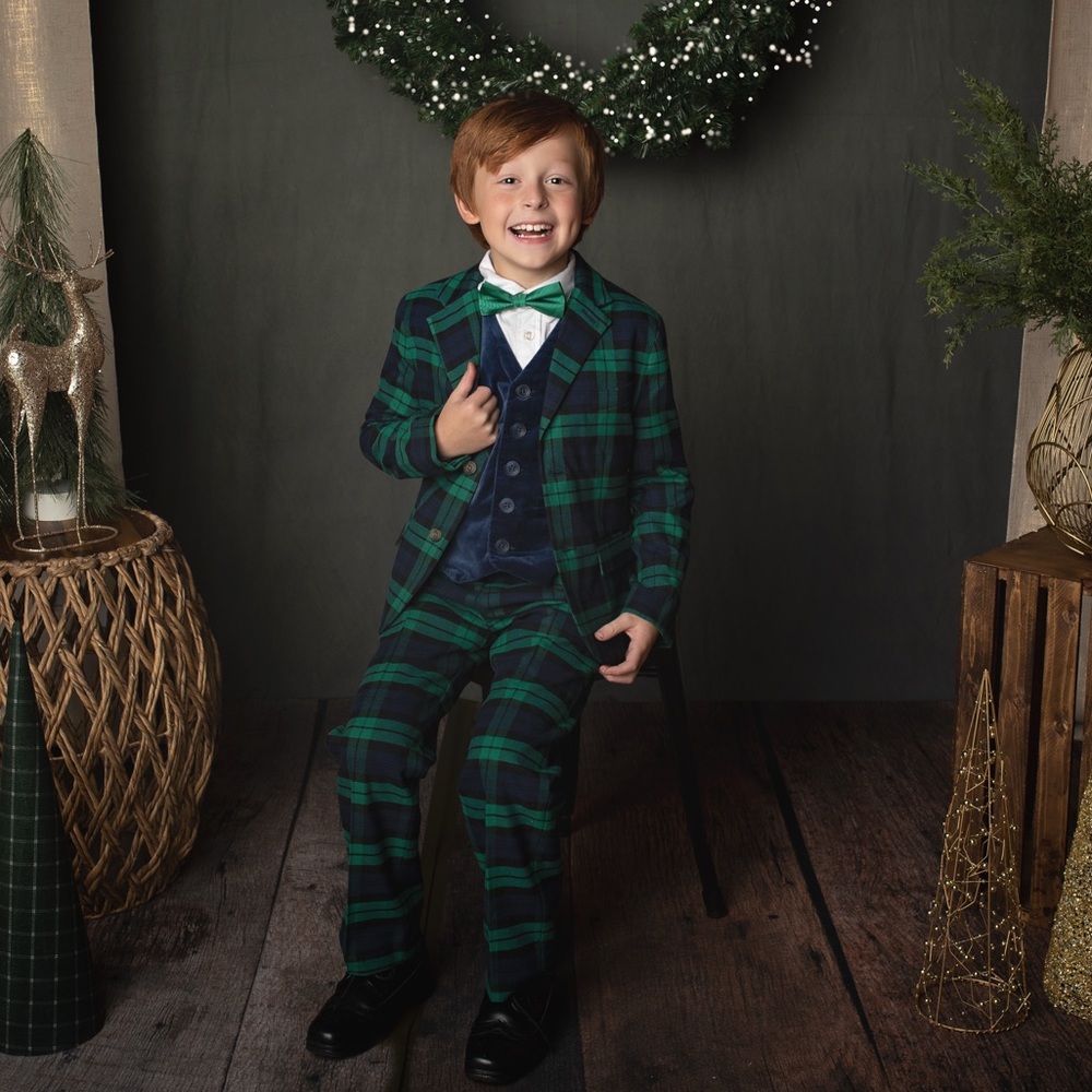 Janie & Jack Blue Tartan Plaid Suit SZ 7